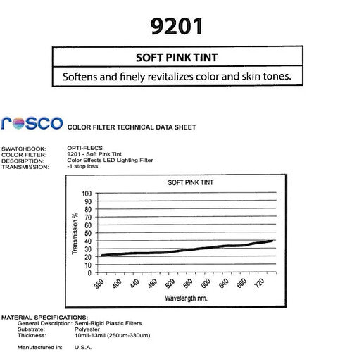 Rosco Opti-FLECS 9201 - Soft Pink Tint - 30x30cm