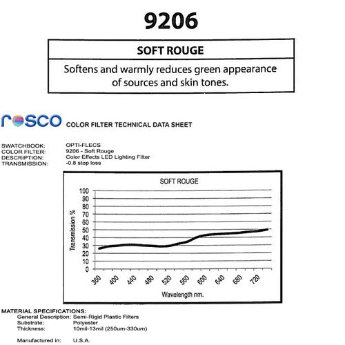 Rosco Opti-FLECS 9206 - Soft Rouge - 30x30cm