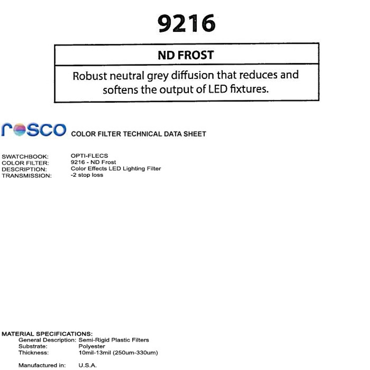 Rosco Opti-FLECS 9216 - ND Frost - 30x30cm