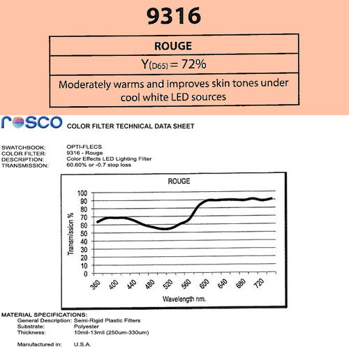 Rosco Opti-FLECS 9316 - Rouge - 30x30cm