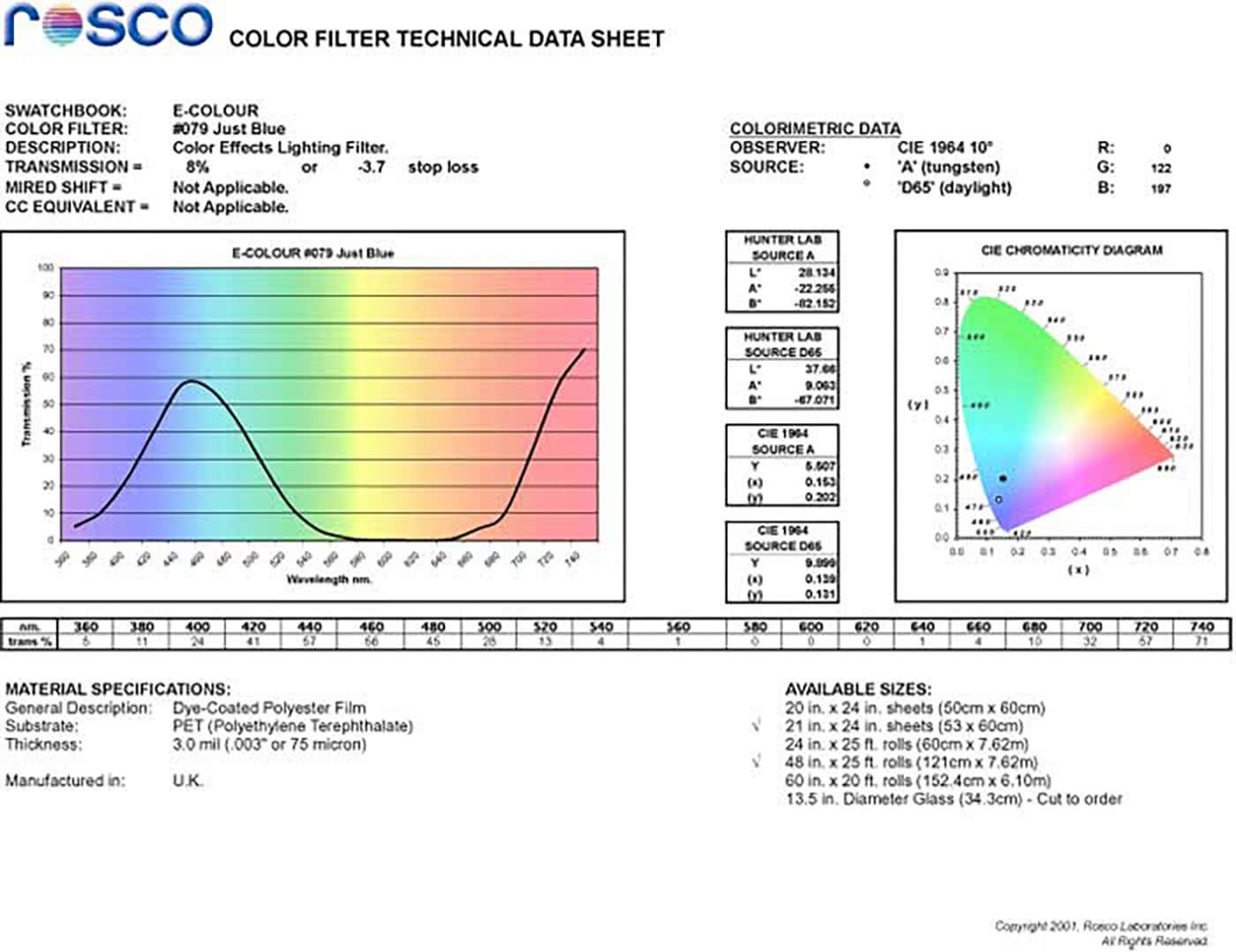E079 Rosco E Colour - Just Blue