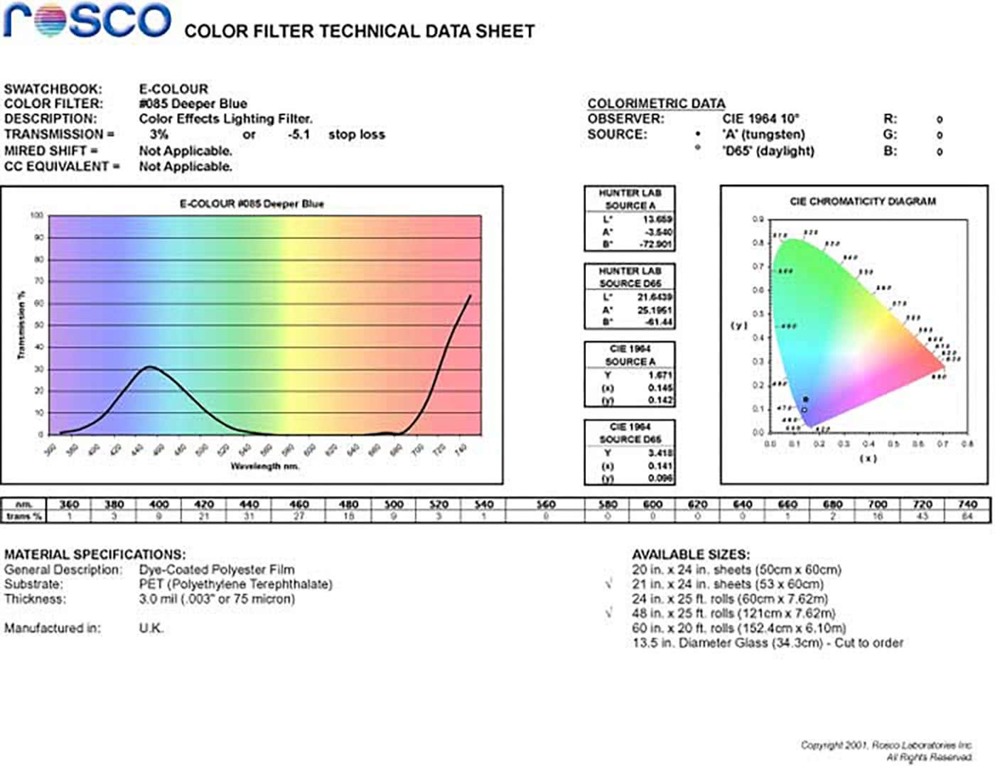 E085 Rosco E Colour - Deeper Blue