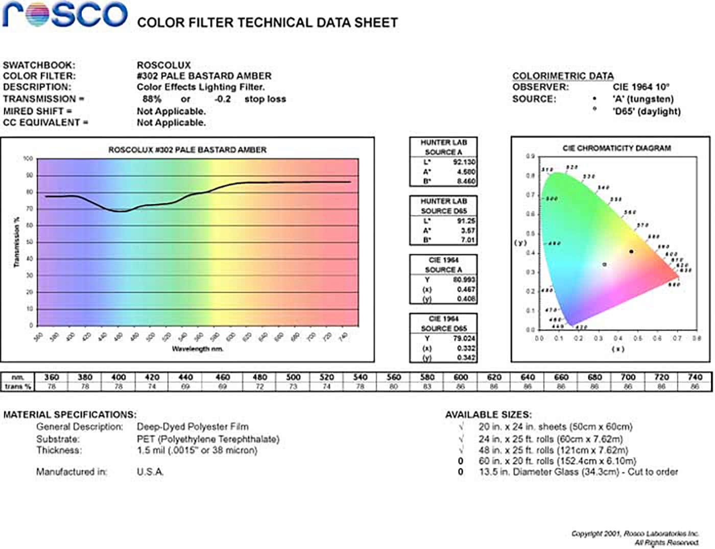 R302 Rosco Roscolux Supergel - Pale Bastard