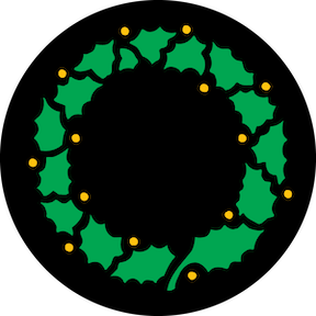 84437 Christmas Wreath Green and Gold - Rosco Colour Glass Gobo