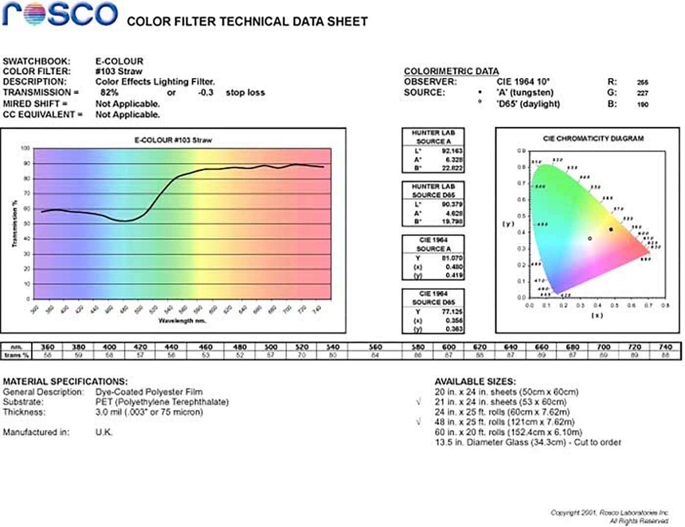 E103 Rosco E Colour - Straw