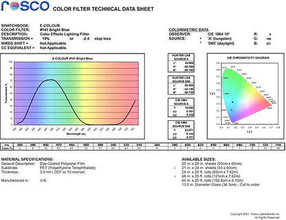 E141 Rosco E Colour - Bright Blue