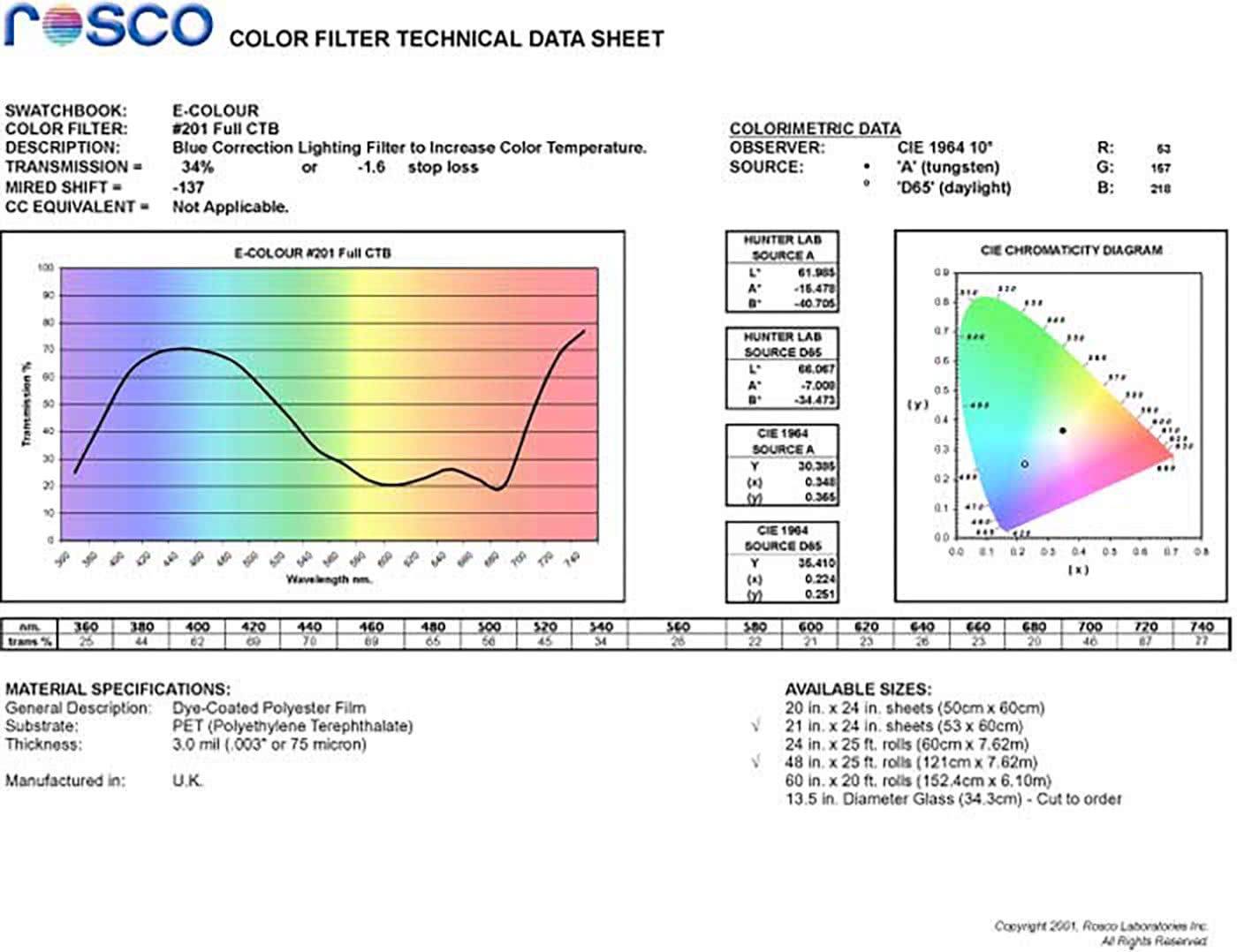 E201 Rosco E Colour - Full CTB