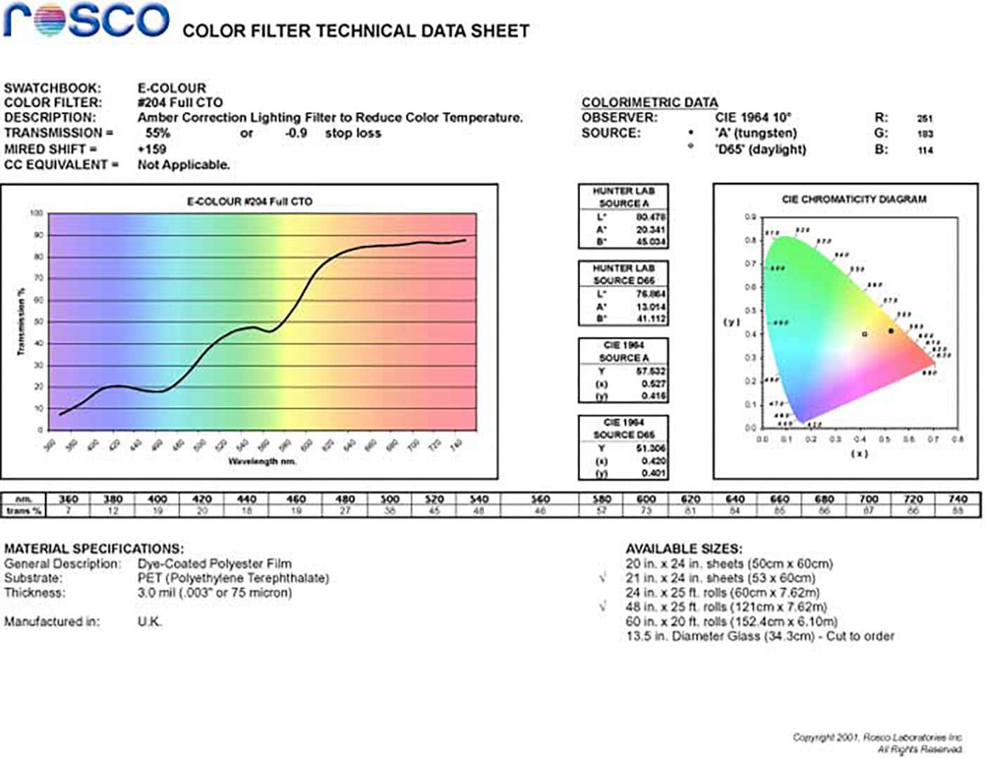 E204 Rosco E Colour - Full CTO