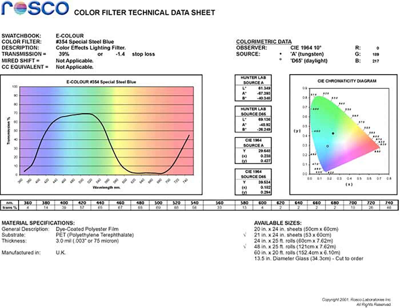 E354 Rosco E Colour - Special Steel Blue